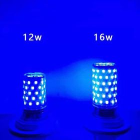Led Color Bald Strong Color Light Corn Lamp E27E14 Screw Mouth Red Blue Green Pink Light Bulb (Option: Blue-16W E14)