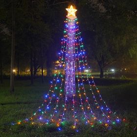 LED Five-pointed Star Waterfall Light To Decorate The Courtyard Outdoor (Option: Color-US)
