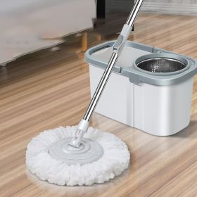 Rotary Mop Hand Free Household One Clean Flat Absorbent Mop (Option: Grey-Bucket 2mop bar 10mop heads)