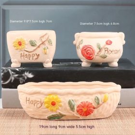 Succulent Small Flower Pot Stoneware Breathable Purple Sand Absorbent Basin (Option: 074-Ceramic)