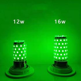 Led Color Bald Strong Color Light Corn Lamp E27E14 Screw Mouth Red Blue Green Pink Light Bulb (Option: Green-16W E14)